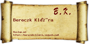 Bereczk Klára névjegykártya