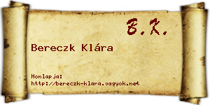 Bereczk Klára névjegykártya